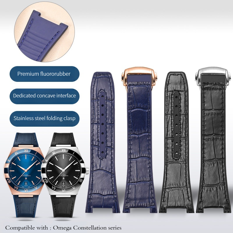 Omega Watch Constellation - 오메가 컨스텔레이션 시리즈용 정품 소가죽+FKM 시계줄