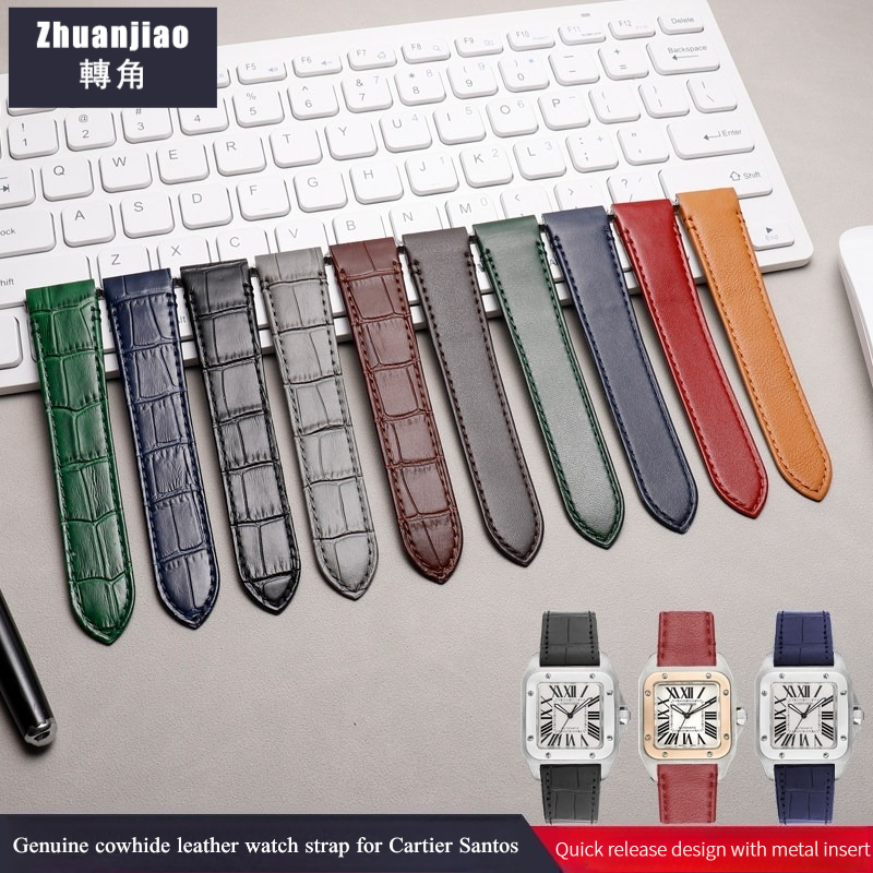 Cartier Watch Santos - 까르띠에 산토스 19 21mm용 고품질 소가죽