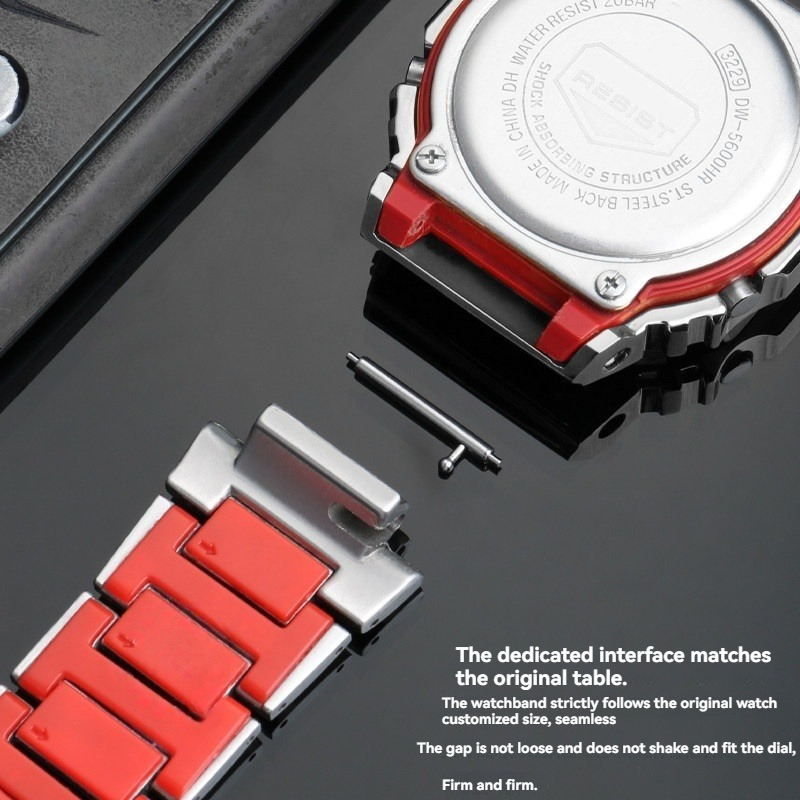 DW5600 스테인리스 스틸 시계줄 케이스 레드 하단  - Casio Watch G-Shock Dw-5600 리뷰 및 가격